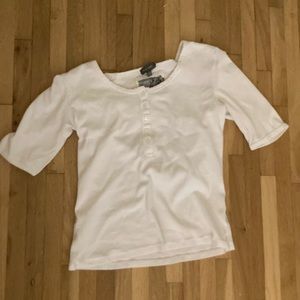 Half button up shirt with long sleeves white